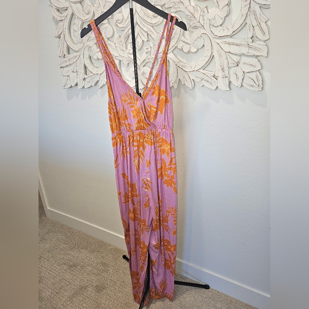 NWT Bila Vibrant Pink & Orange Jumpsuit-Great for Vaca as a swimsuit cover-up LG - Picture 1 of 4